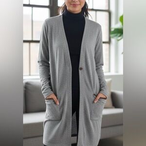 J.Jill Pure Jill Pima Cotton Modal Long Line Luxe Duster Cardigan Gray S